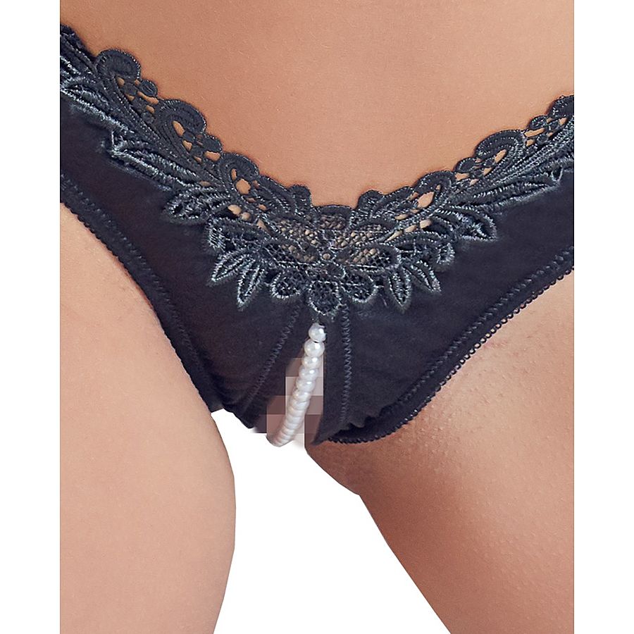Cottelli Collection Devil - Open crotch string with pearls