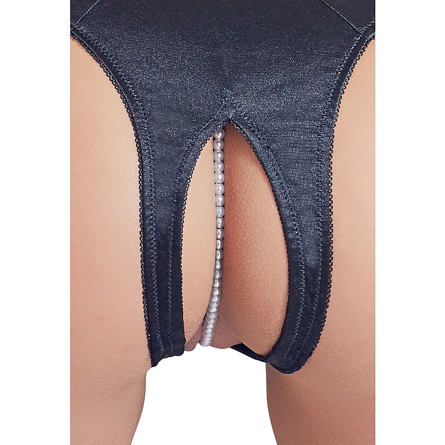 Cottelli Collection Devil - Open crotch string with pearls