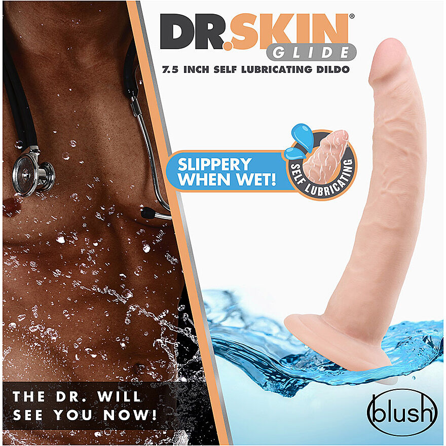 Blush Dr. Skin Glide - Itseliukastuva tekopenis, 7,5