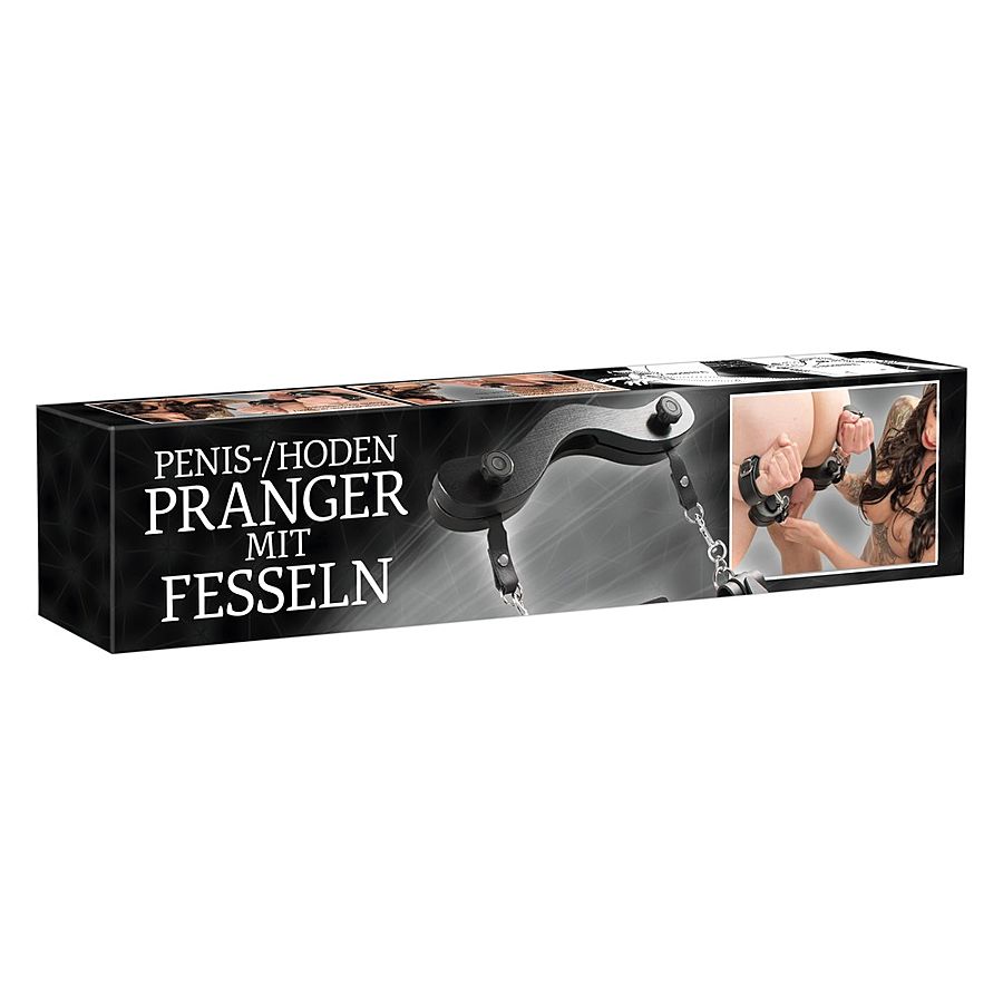 Penis and testicle pranger with handcuffs