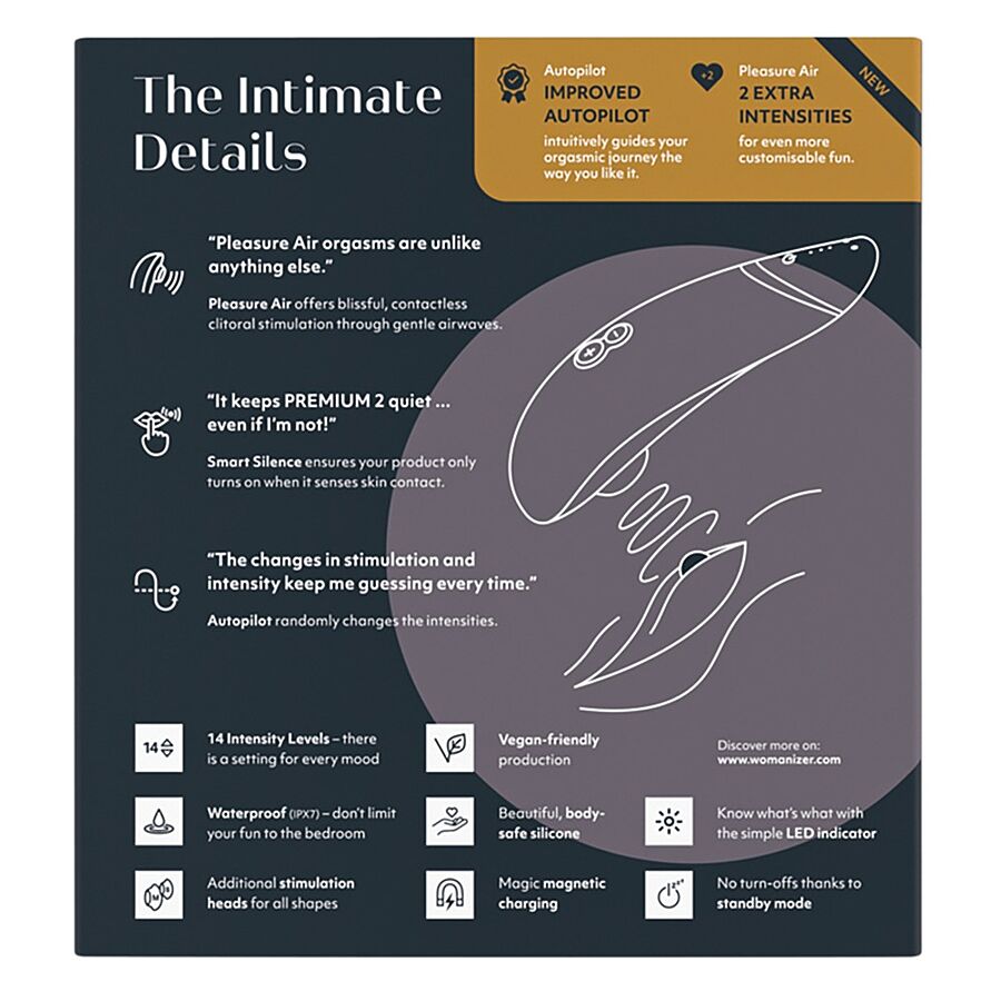Womanizer Premium 2 - Imev klitoriskiihotin, musta