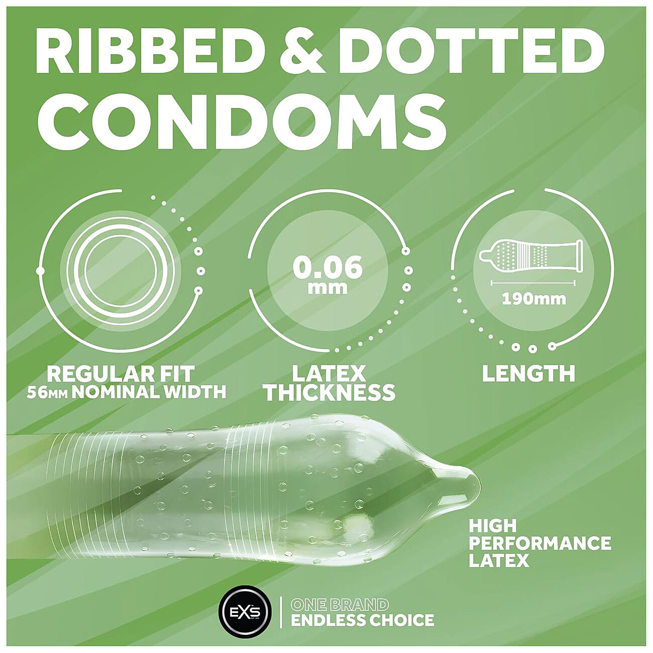 EXS Ribbed & Dotted - Kondomi, 12 kpl