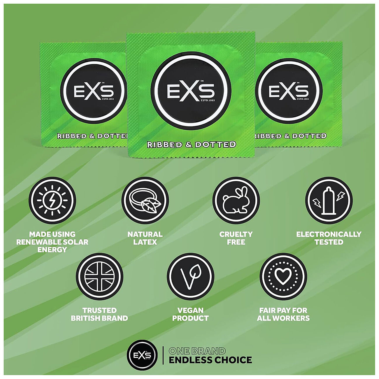EXS Ribbed & Dotted - Kondomi, 12 kpl