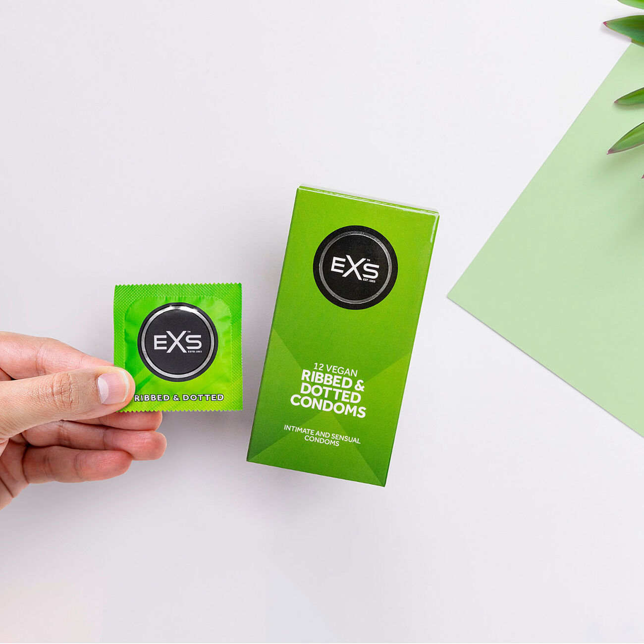 EXS Ribbed & Dotted - Kondomi, 12 kpl
