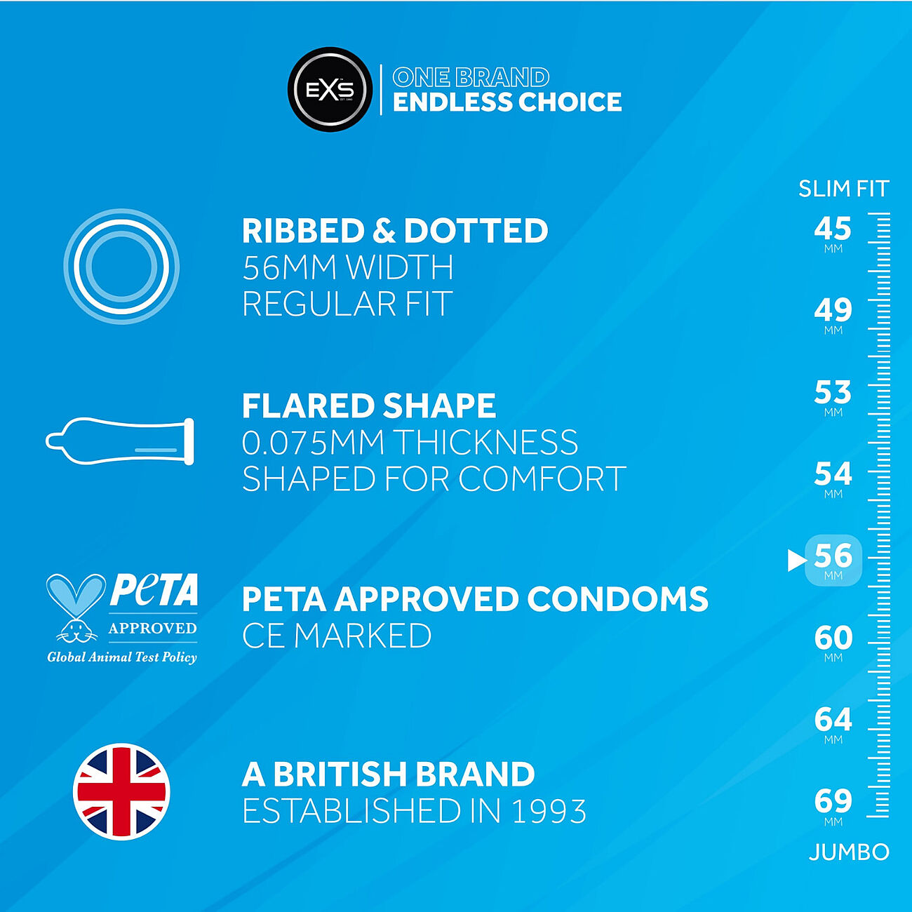 EXS Ribbed & Dotted - Kondomi, 12 kpl