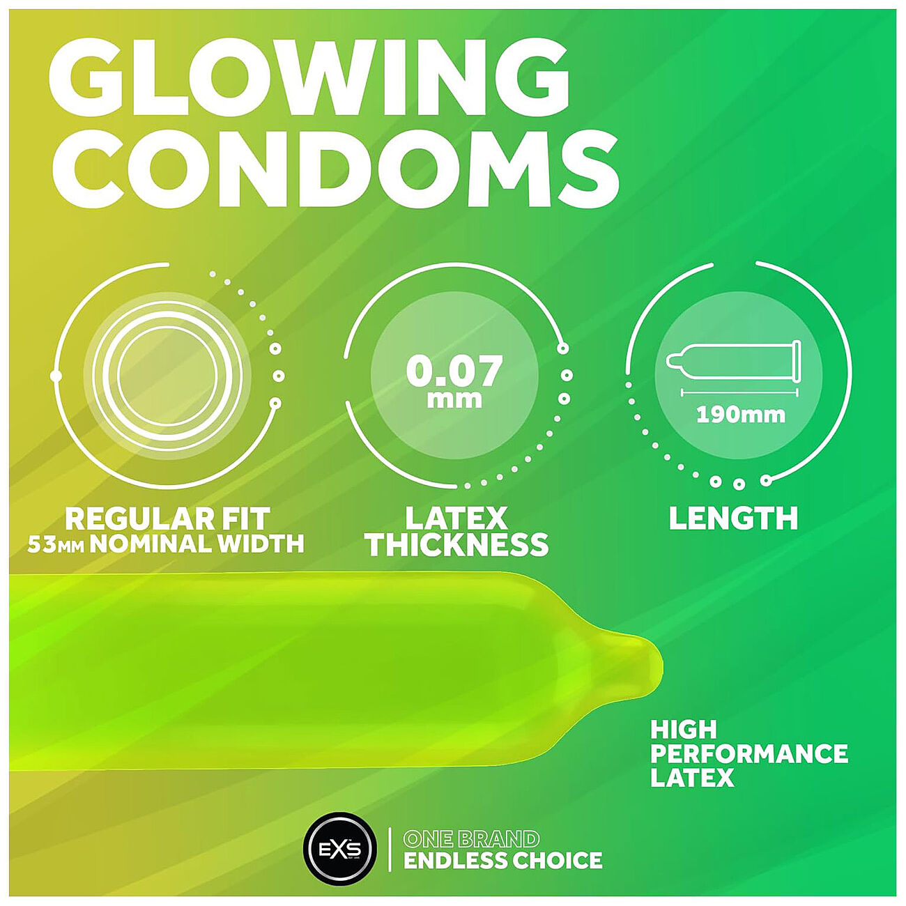 EXS Glowing - Kondomi, 3 kpl