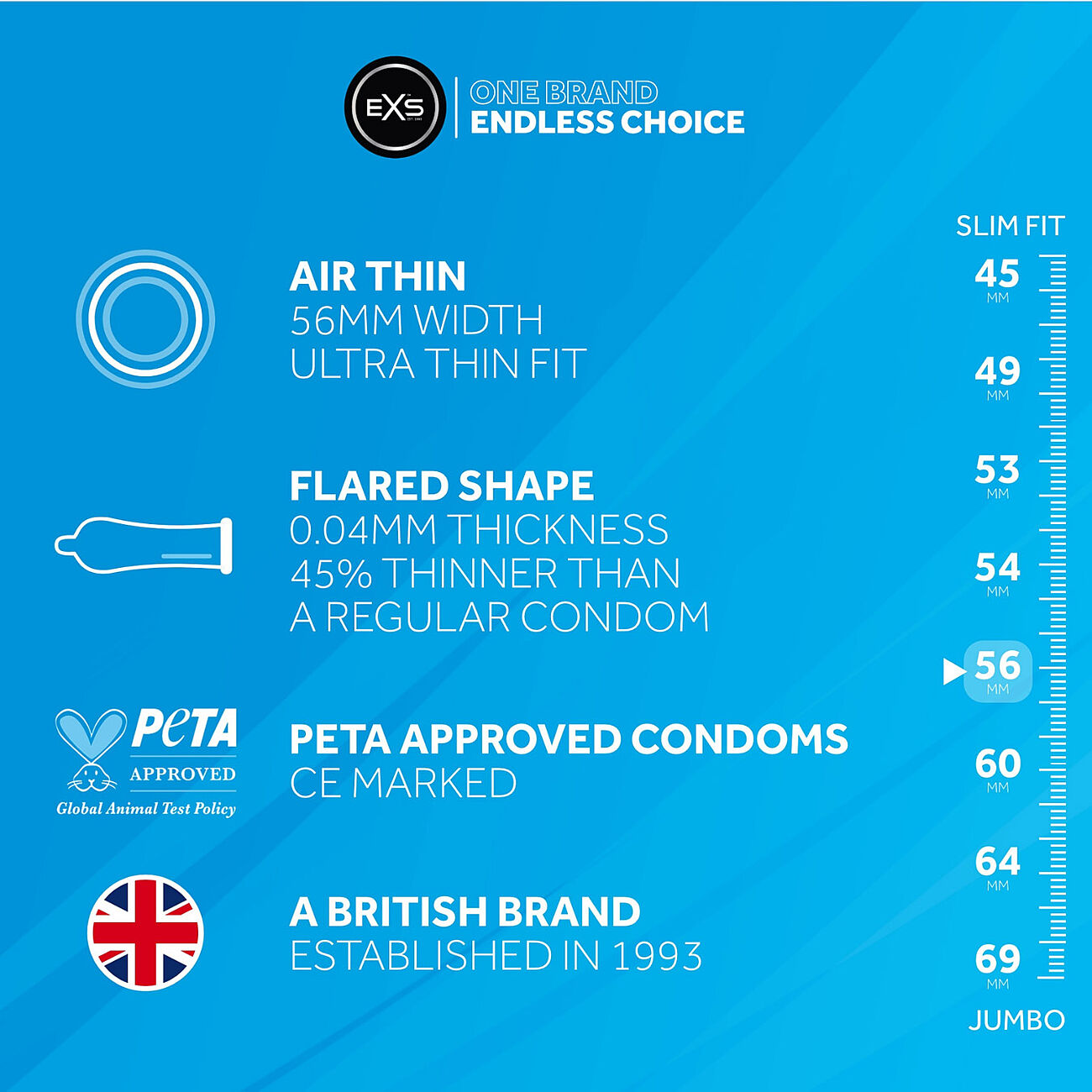 EXS Air Thin - Kondomi, 48 kpl