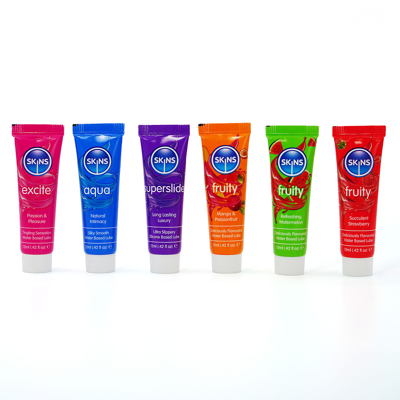 Skins Vital Lubes & Fruity Tubes - Liukuvoidepakkaus, 6 x 12 ml 