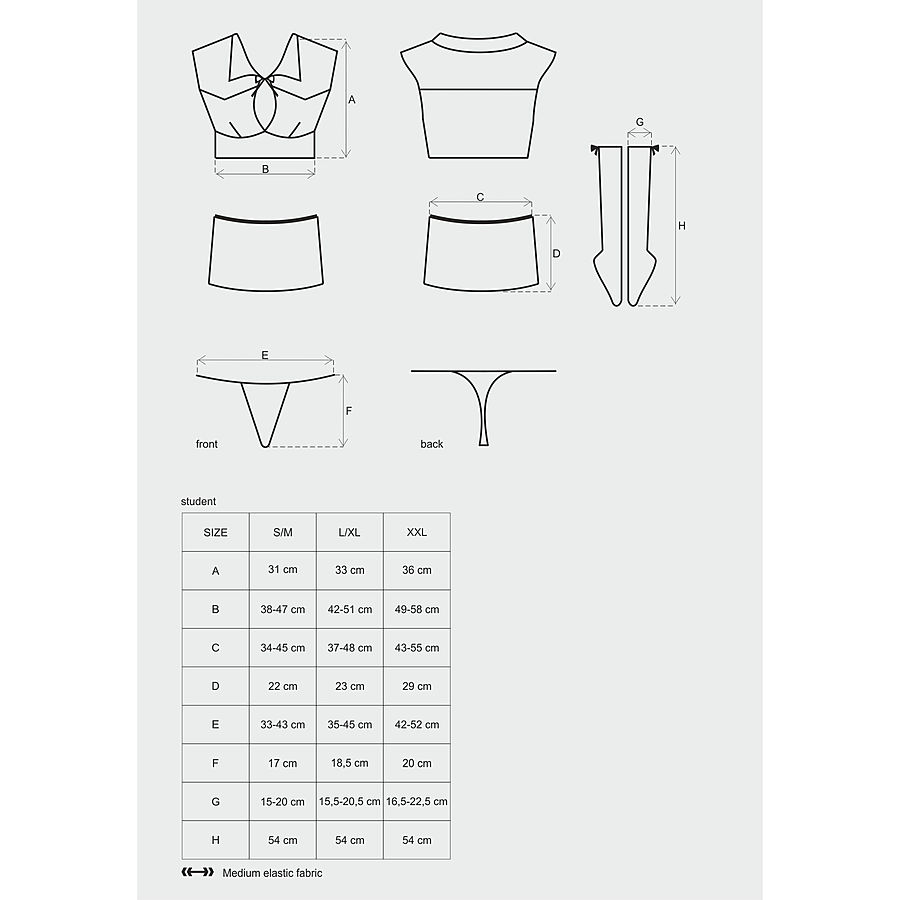 Obsessive - Student Costume 4 pieces