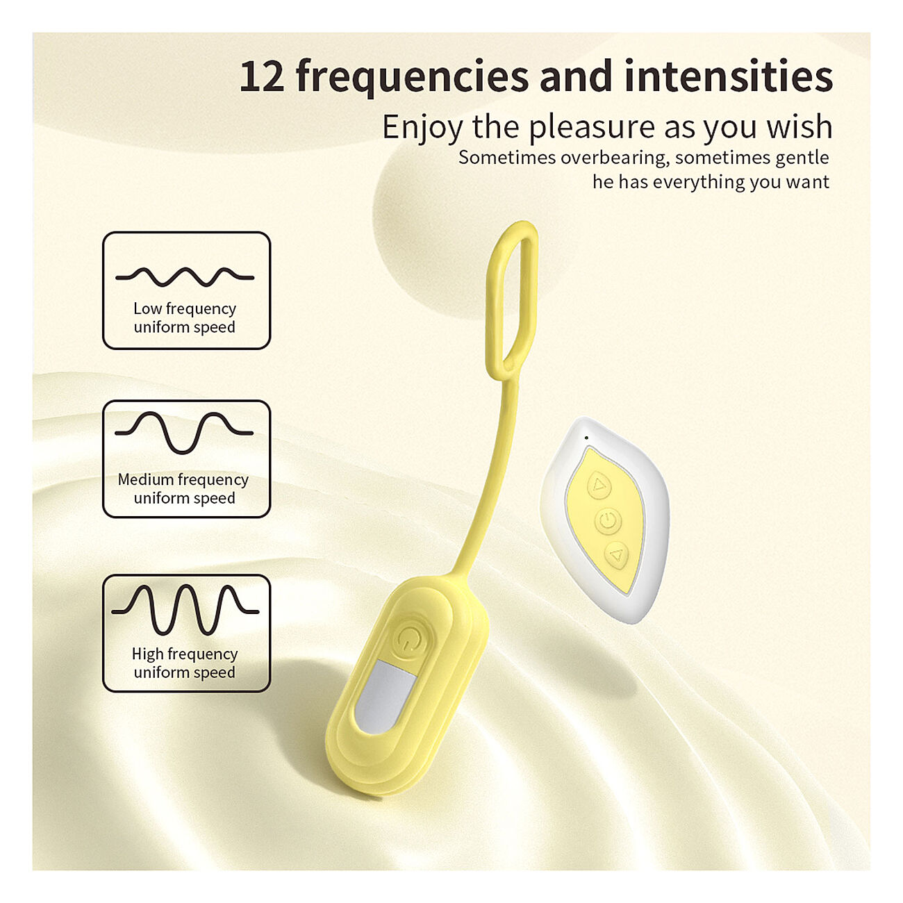 KOVIDA - 4-osainen kiihotinsetti kauko-ohjaimella, keltainen