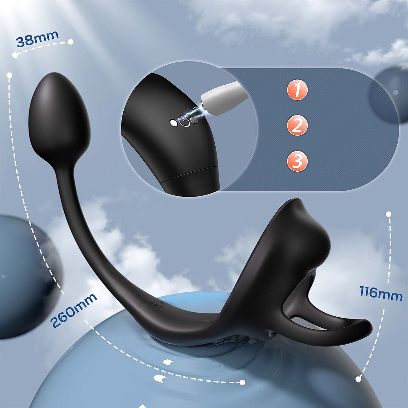 SOHIMI Pointy - Eturauhaskiihotin penis-kivesrenkaalla