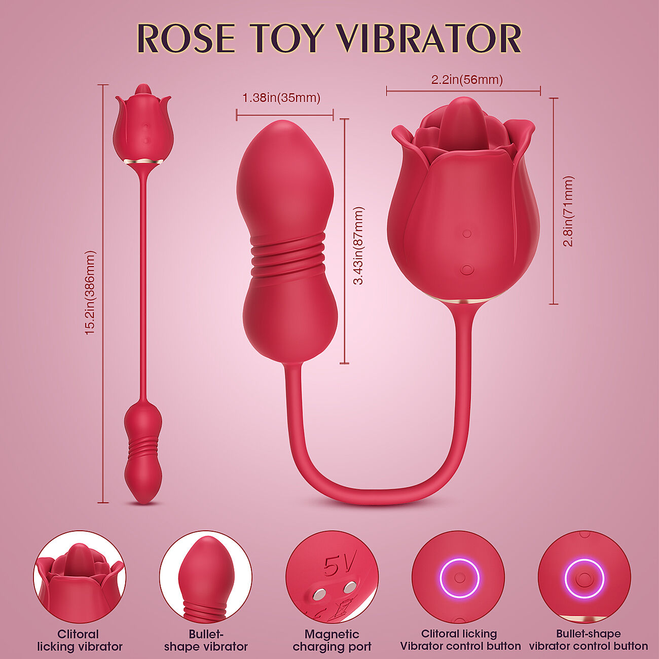 SOHIMI Rose Toy - 3 in 1 ruusuvibraattori
