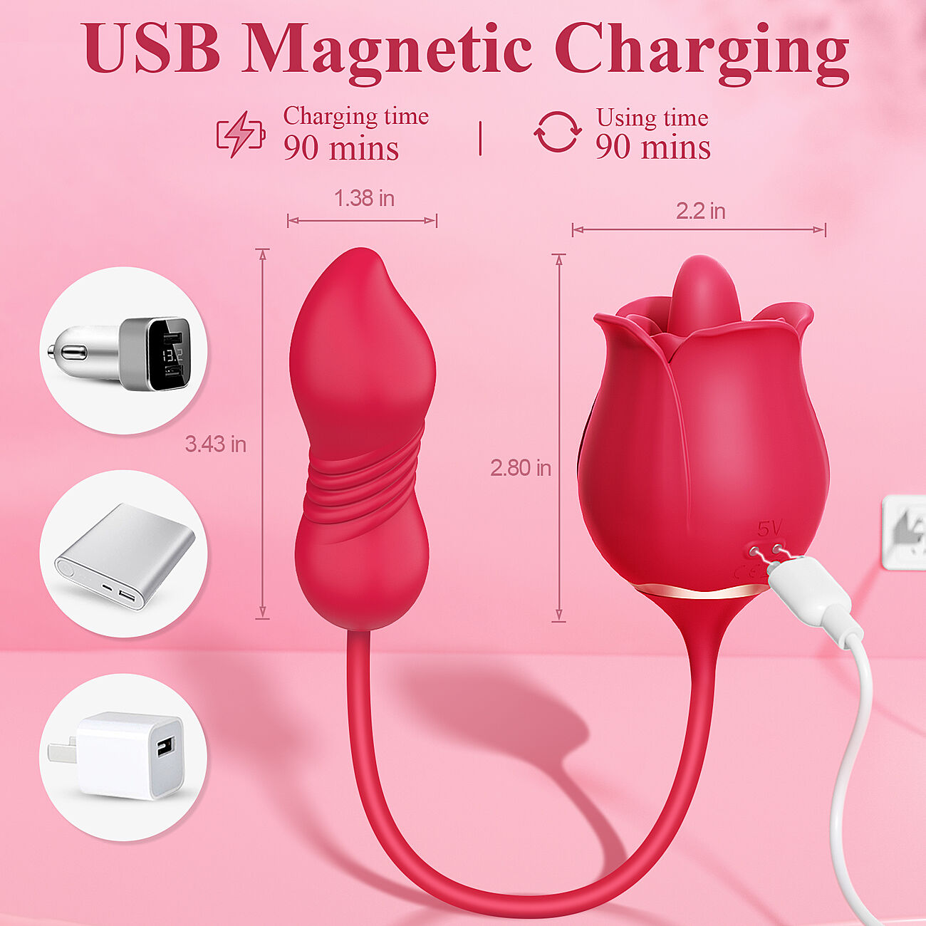 SOHIMI Rose Toy - 3 in 1 ruusuvibraattori