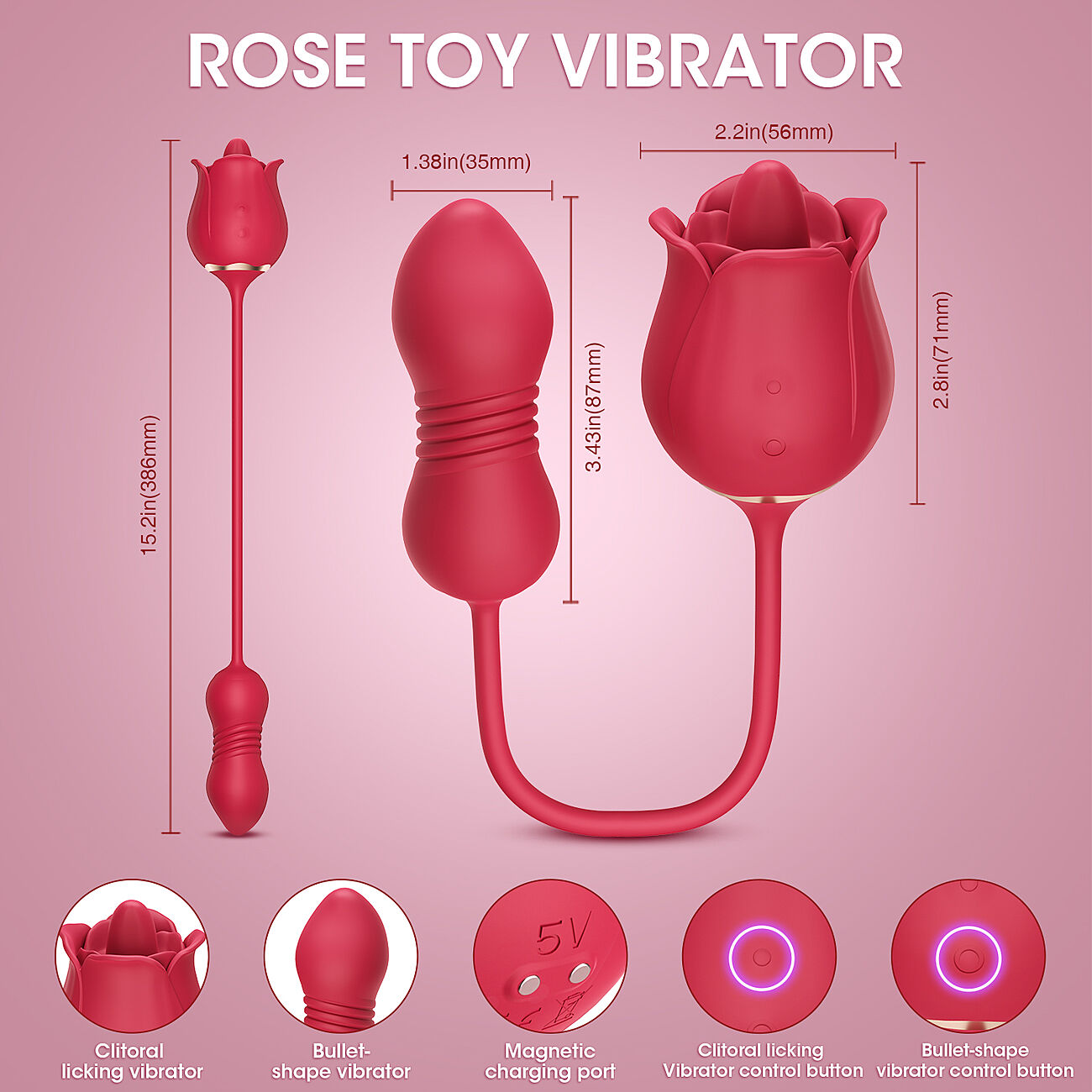SOHIMI Rose Toy - 3 in 1 ruusuvibraattori