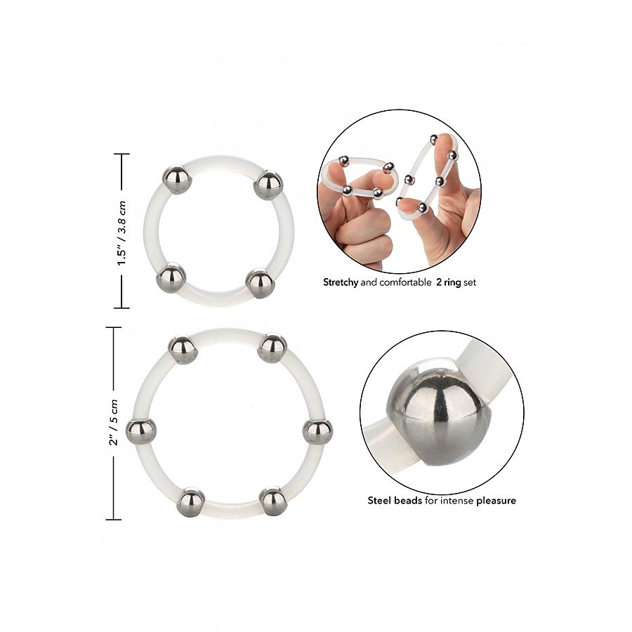 Silikoniset penisrenkaat metallikuulilla, 2 kpl