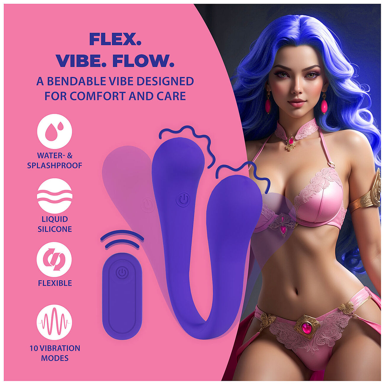 Loveline - Taivuteltava vibraattori kaukos��timell�