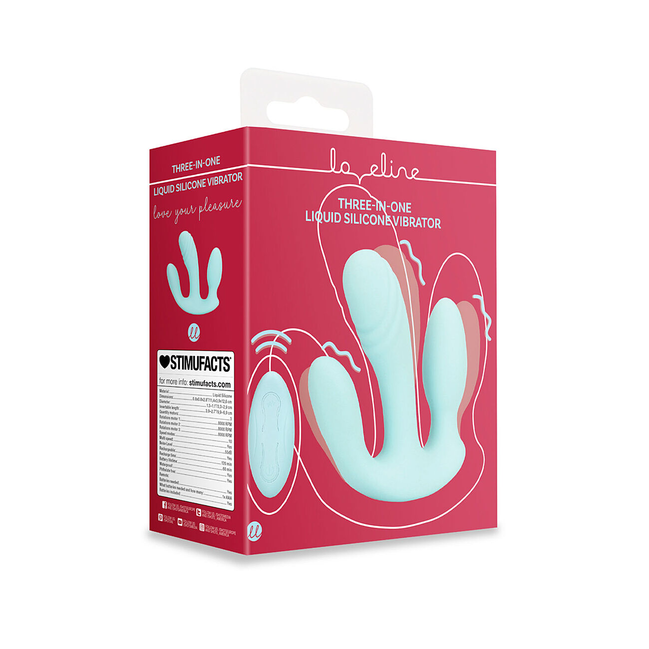 Loveline - 3-pinen vibraattori kaukostimell