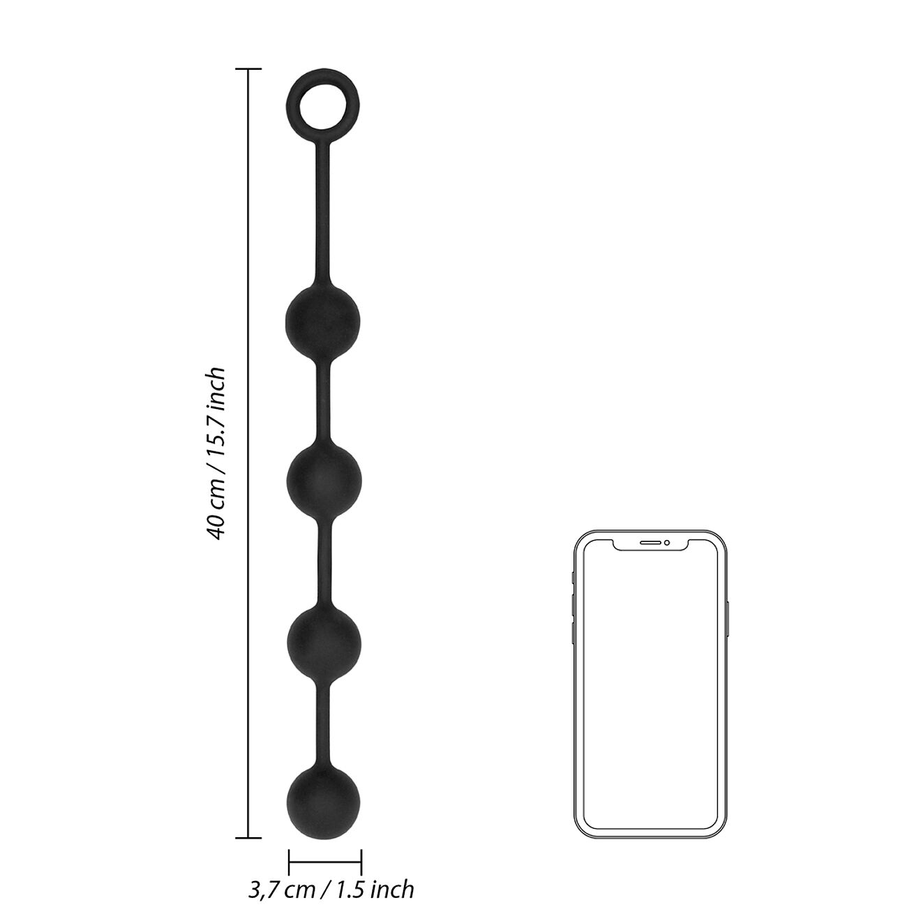 Ouch - Silikoniset anaalipallot, M-koko