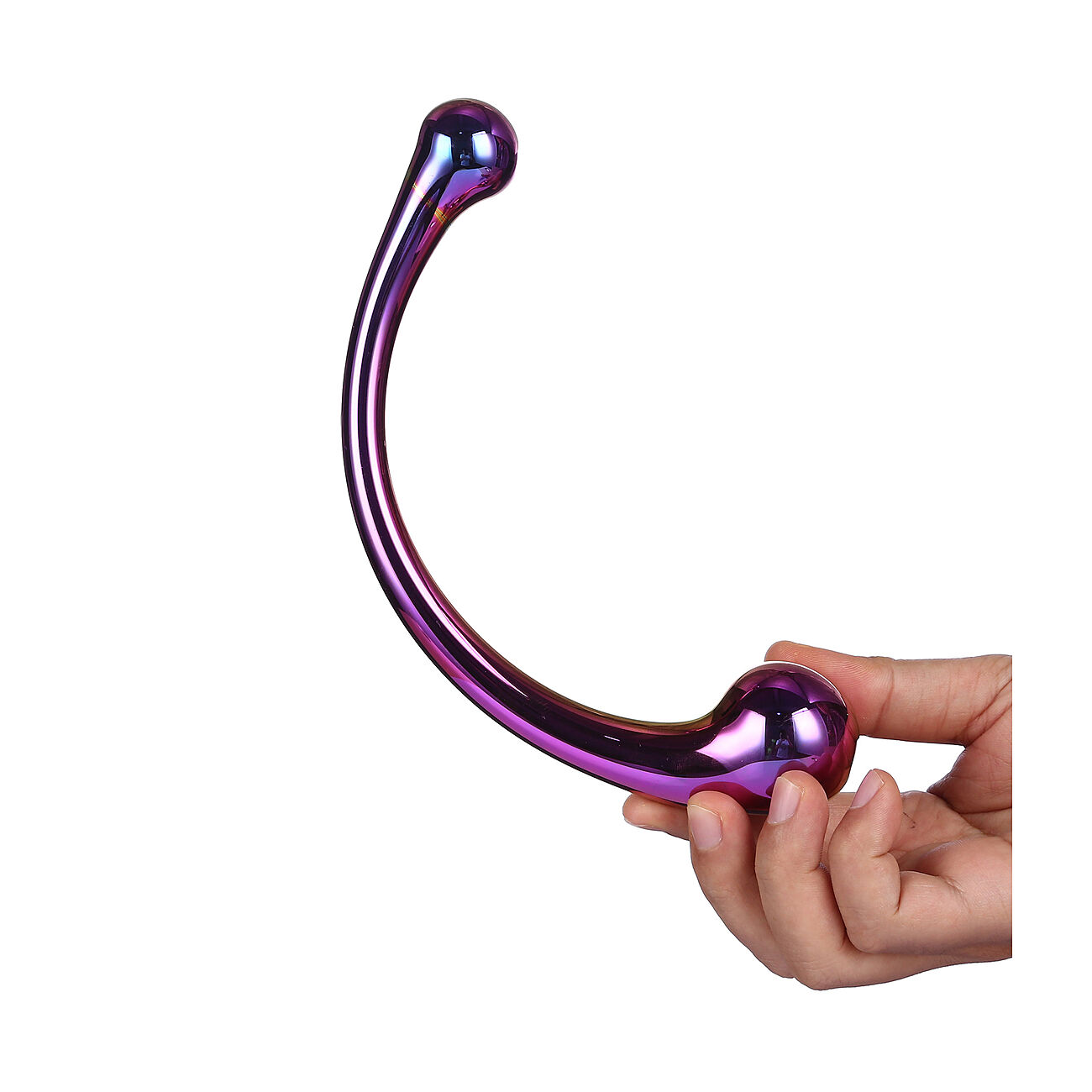 Glamour Glass Curved Wand - Tupladildo, L-koko