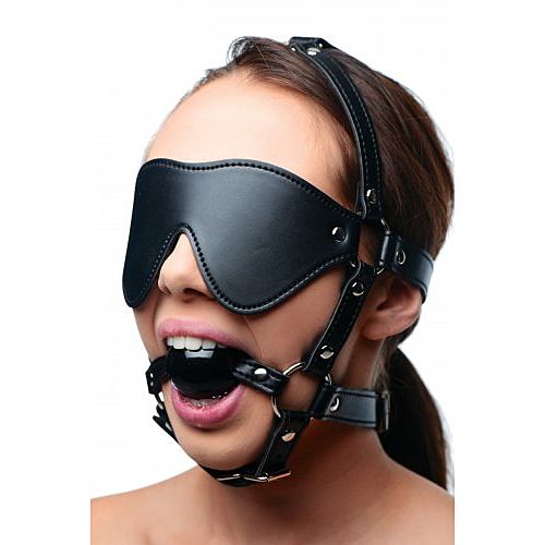 STRICT Blindfold - Harness + Ball gag