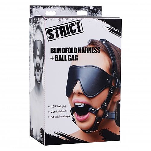 STRICT Blindfold - Harness + Ball gag