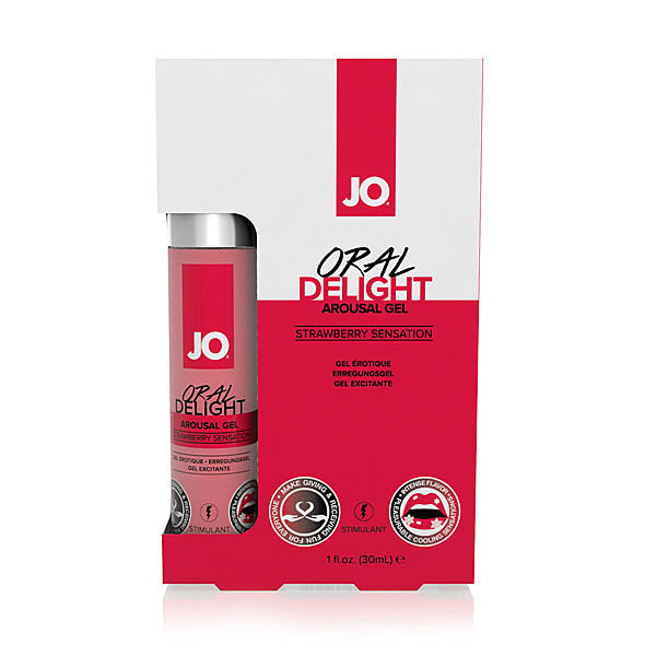JO Oral Delight - Stimuloiva makugeeli, mansikka, 30 ml