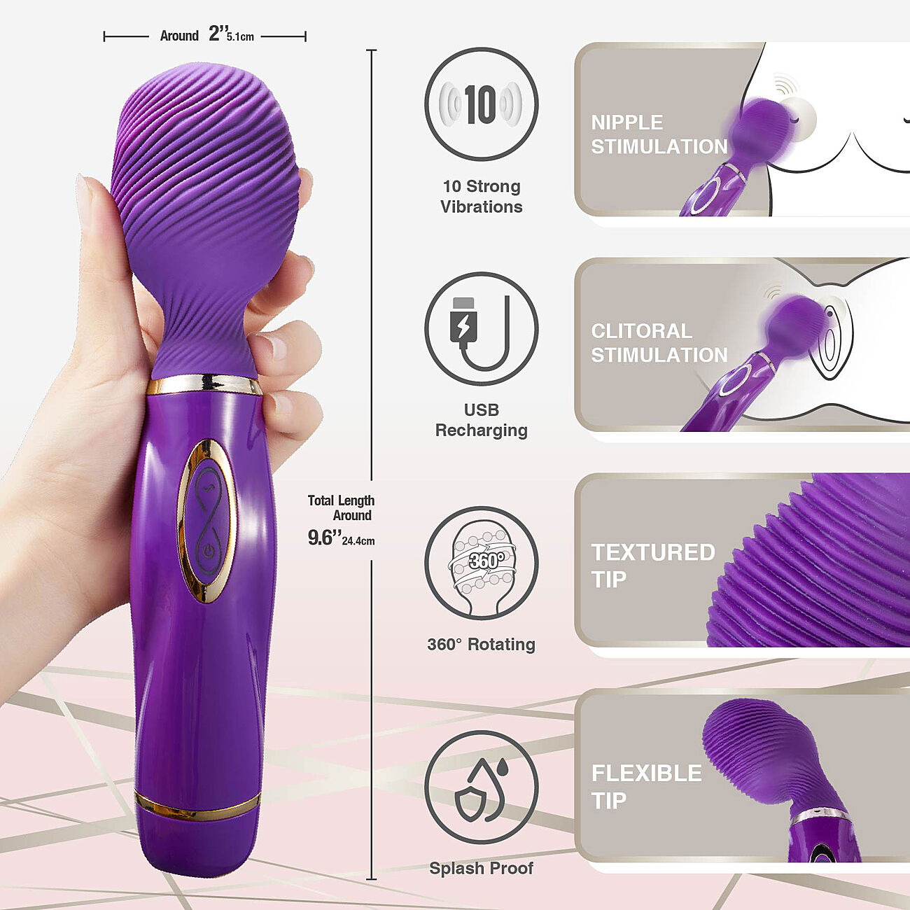 Spiral Caress - Wand-vibraattori py�rivill� helmill�