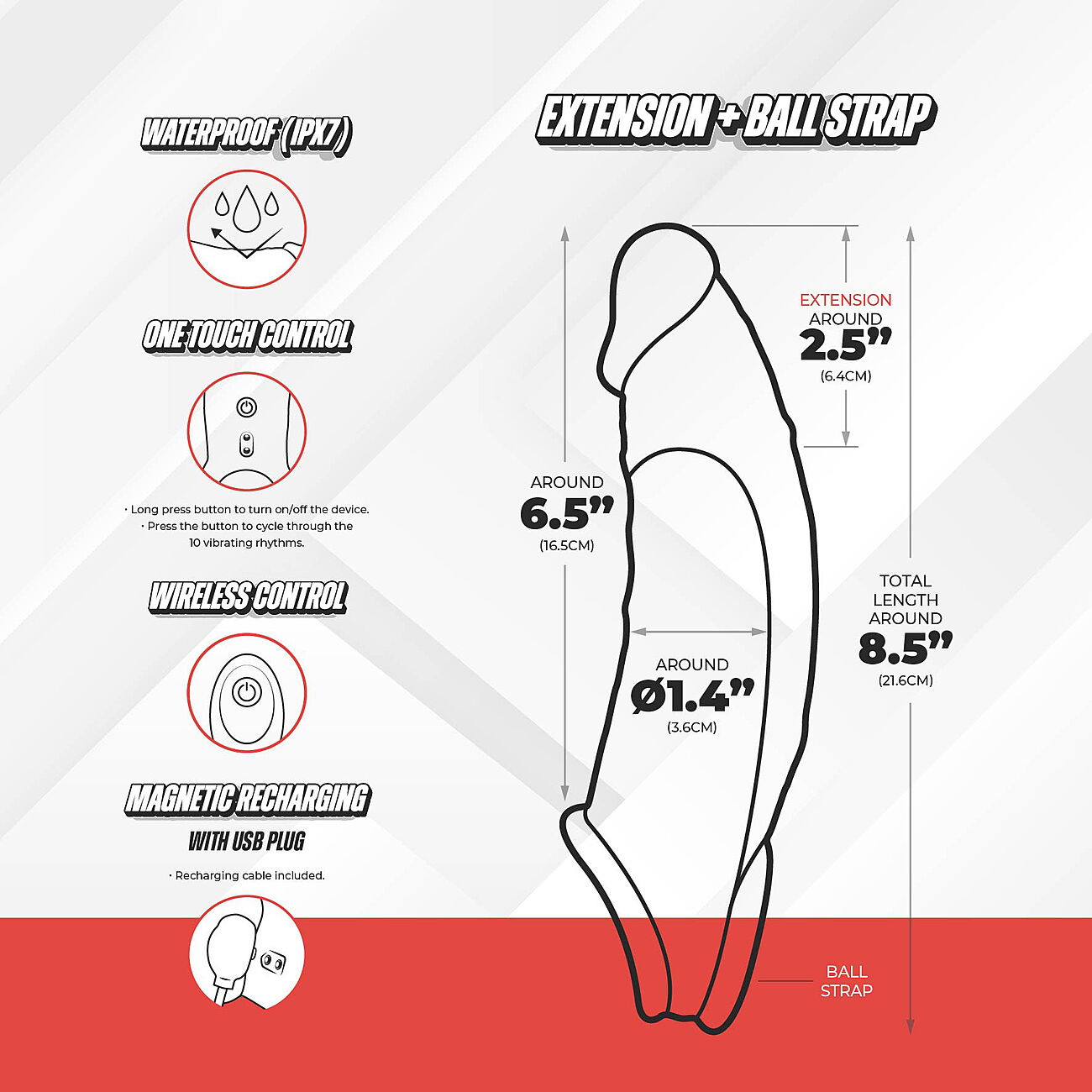 Silikoninen penisjatko langattomalla kauko-ohjaimella