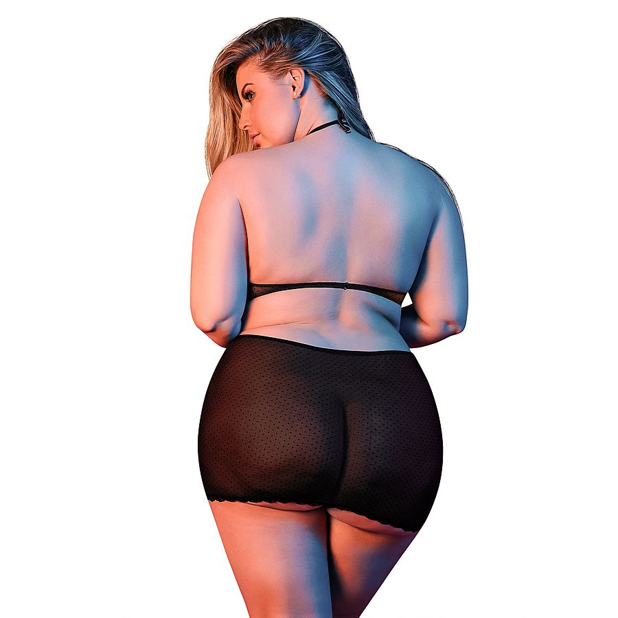 Exposed - Polka Dot Mesh Halter & Skirt Set, QS