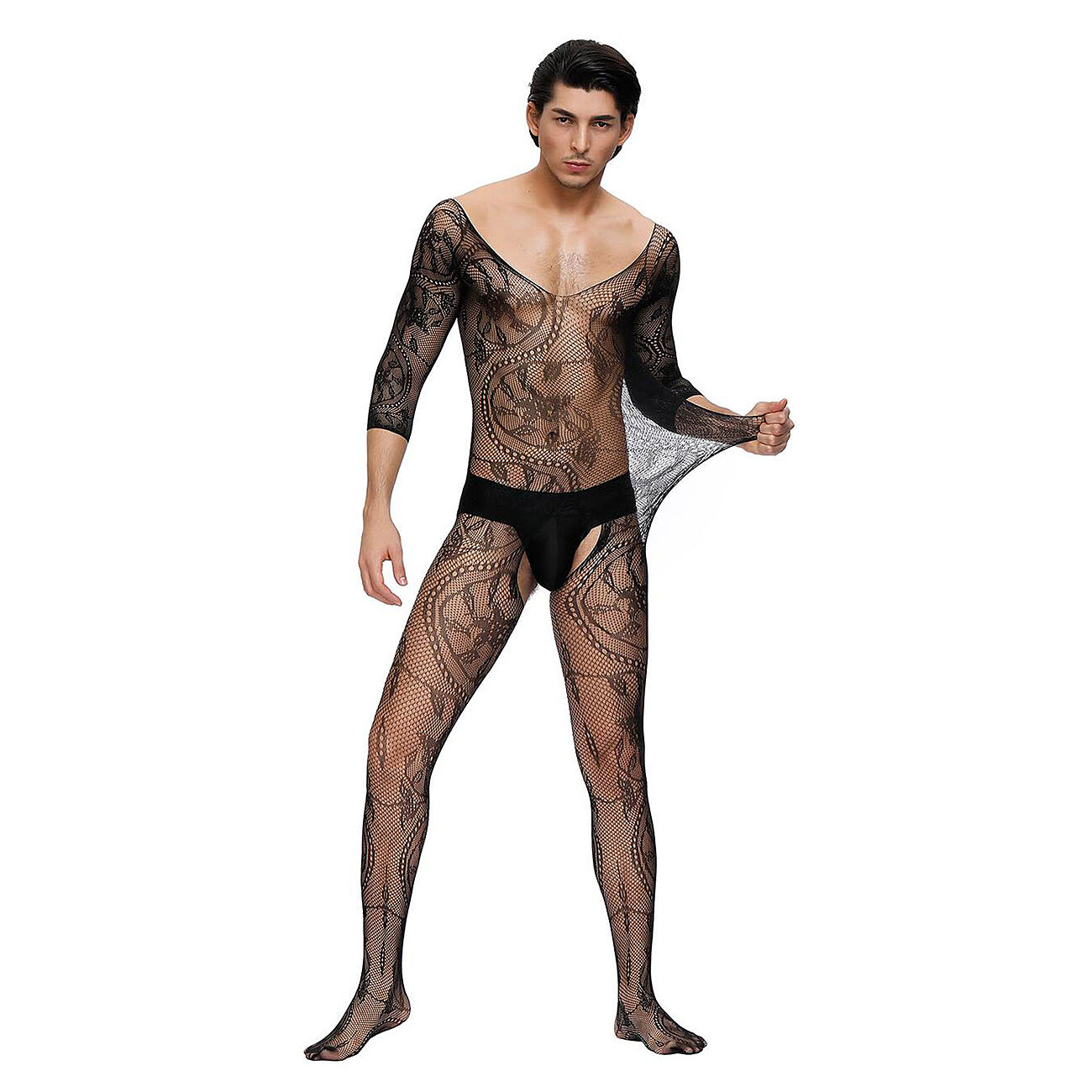 OhYeah - Miesten pitsikuvioitu verkkoasu hihoilla