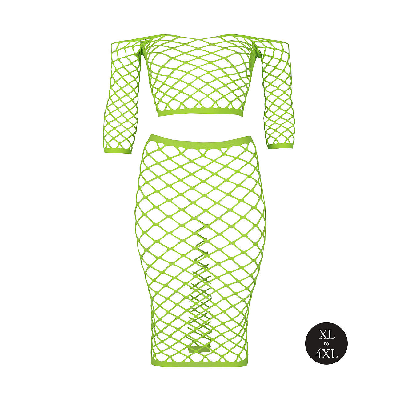 Ouch - UV-valossa hohtava toppi ja hame -setti, vihre�, Plus Size