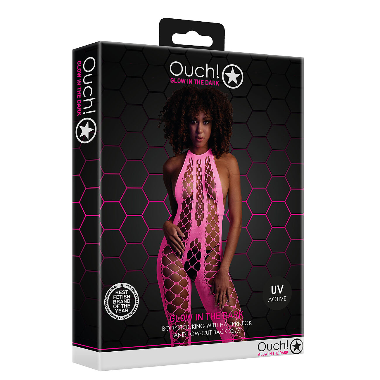 Ouch - UV-valossa hohtava catsuit, pinkki