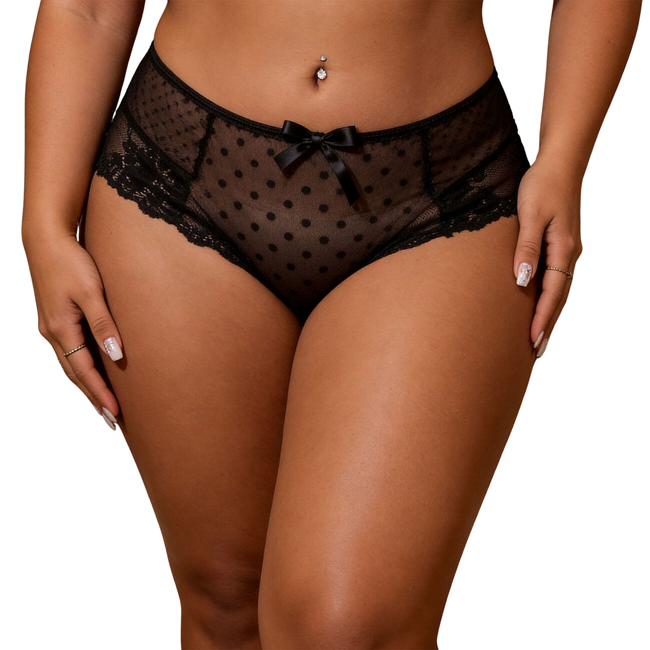 OhYeah - Naisten korkeavy�t�r�iset pitsialushousut, Plus Size