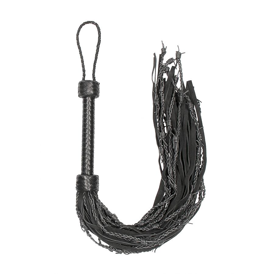 PAIN - Leather suede barbed wired flogger
