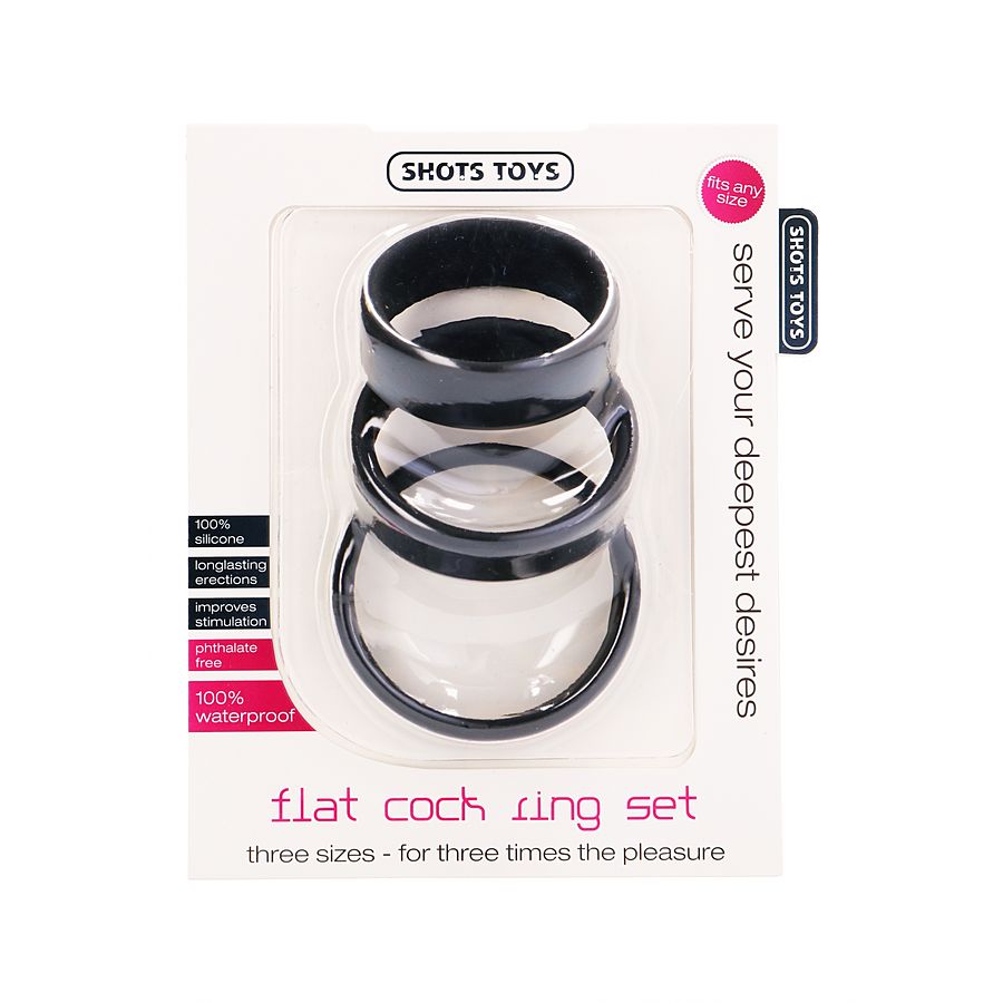 Shots Toys Flat Cock Ring Set - Silikoniset penisrenkaat