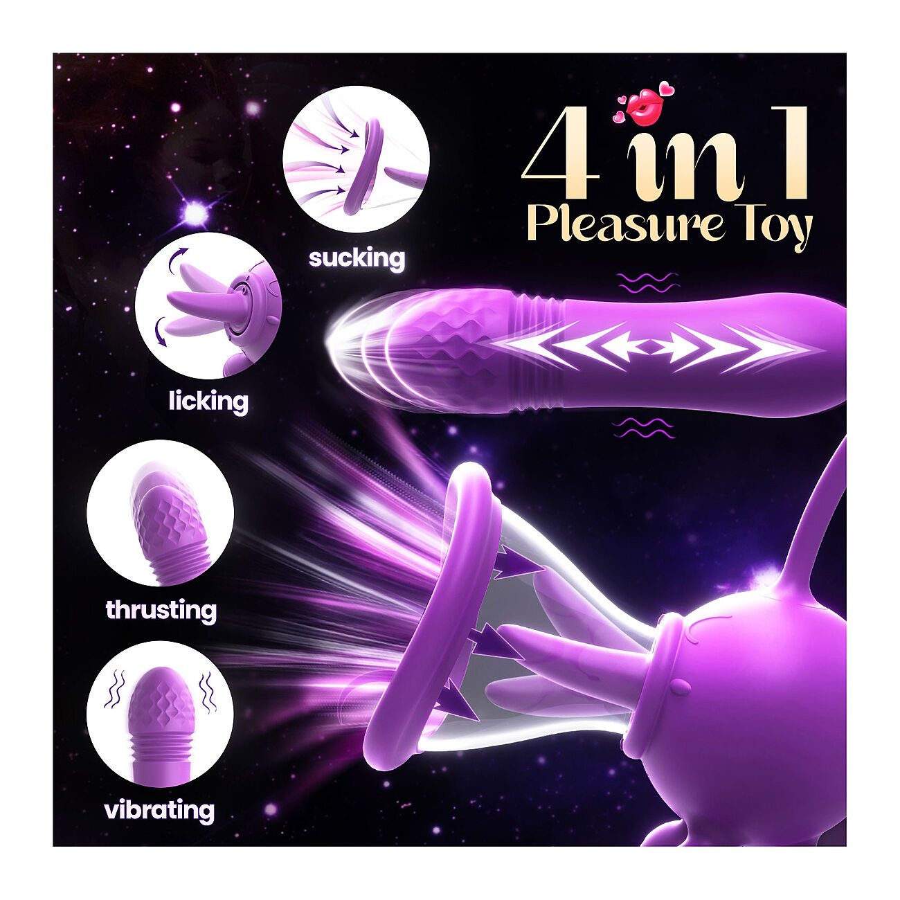 KOVIDA Octopus - Vibraattori ja imukuppikiihotin