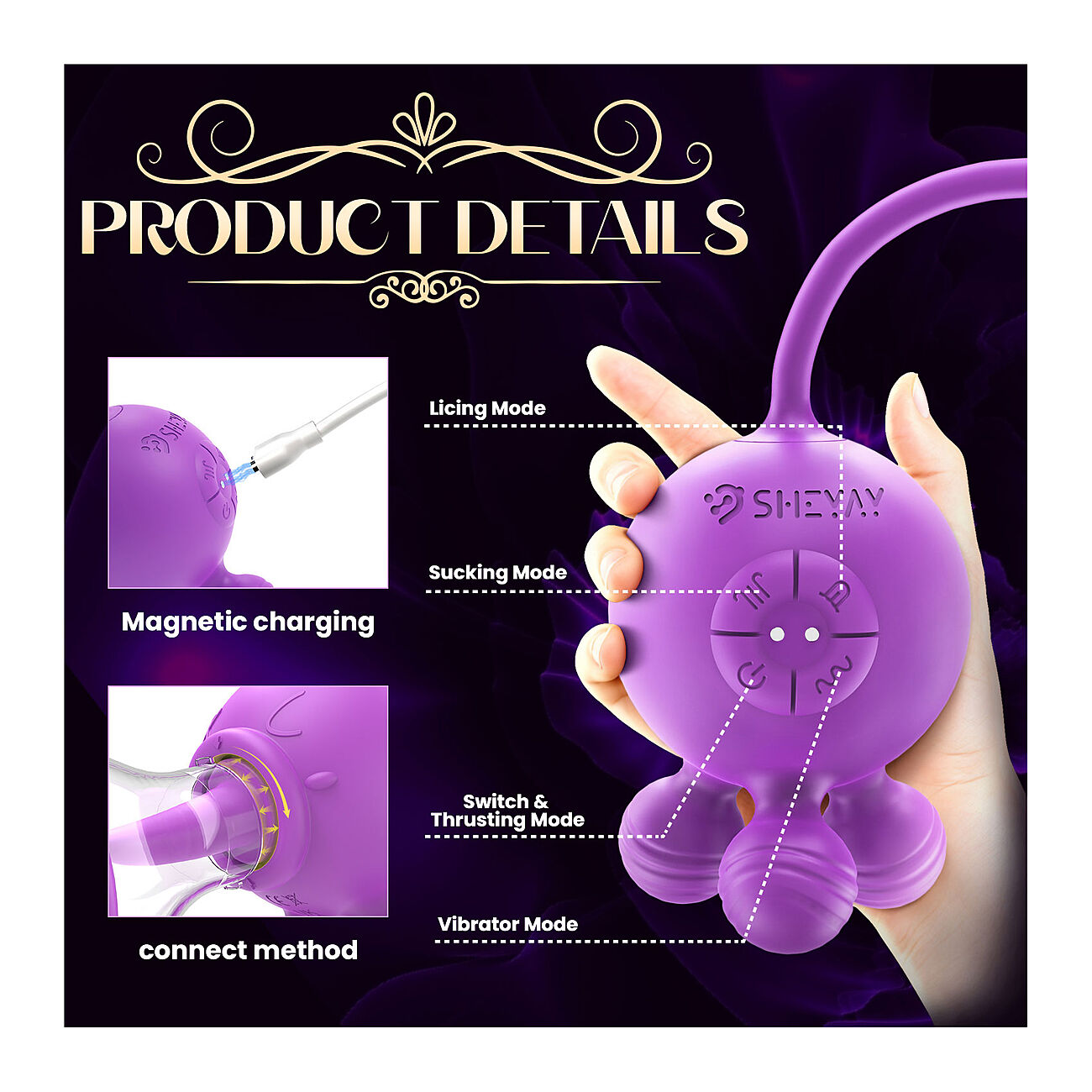 KOVIDA Octopus - Vibraattori ja imukuppikiihotin