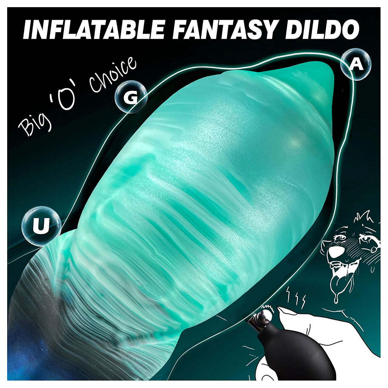 Alien Toys Pelagor - Pumpattava dildo imukupilla