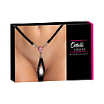 Cottelli Collection Luxury - Crotchless G-String with pink stone