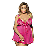OhYeah - Babydoll-asu ja stringit, Plus Size, pinkki