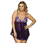 OhYeah - Babydoll-asu ja stringit, Plus Size, lila