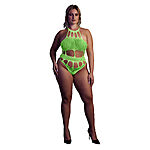 Ouch - UV-valossa hohtava body, vihre, Plus Size