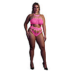 Ouch - UV-valossa hohtava body, pinkki, Plus Size