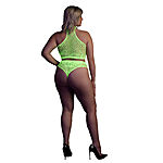 Ouch - UV-valossa hohtava alusasusetti, vihre�, Plus Size