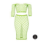 Ouch - UV-valossa hohtava toppi ja hame -setti, vihre�, Plus Size