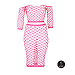 Ouch - UV-valossa hohtava toppi ja hame -setti, pinkki, Plus Size