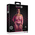 Ouch - UV-valossa hohtava toppi ja hame -setti, pinkki, Plus Size