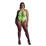 Ouch - UV-valossa hohtava halterneck-body, vihre�, Plus Size