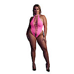 Ouch - UV-valossa hohtava halterneck-body, pinkki, Plus Size