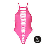 Ouch - UV-valossa hohtava halterneck-body, pinkki, Plus Size